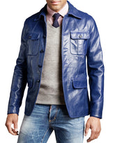 Men Genuine Leather Blazer Sport Coat 07